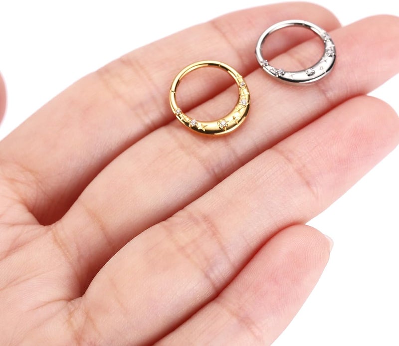 FUNLMO Store 316L Surgical Steel Septum Ring Nose Ring Hoop Hypoallergenic Daith Cartilage Conch Tragus Rook Earlobe Piercing Jewerly for Women Men - Image 4